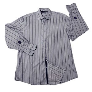 ZAGARI Gray Striped Shirt | XL